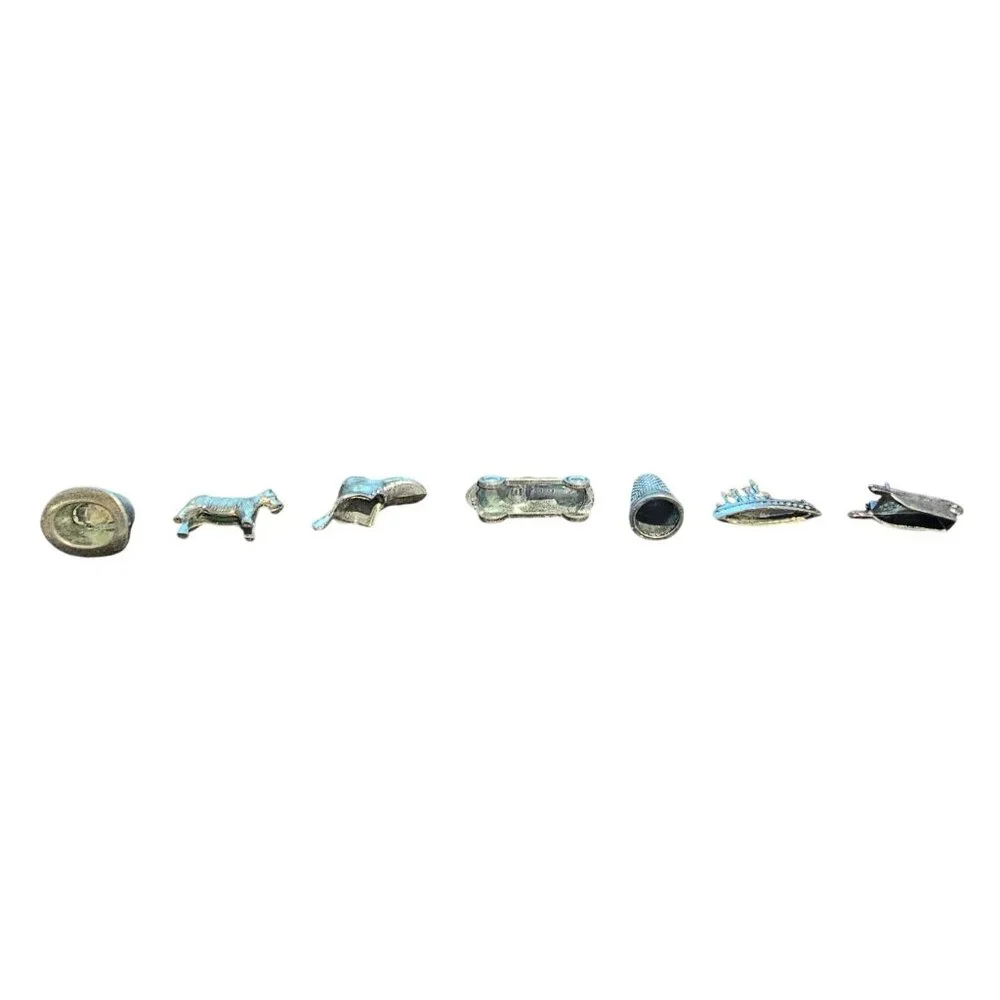 Monopoly Board Game Tokens Set Of 7 Grey Silver Replacement Pieces Parts